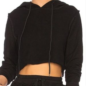 Danielle Guizio Black cropped reverse hoodie